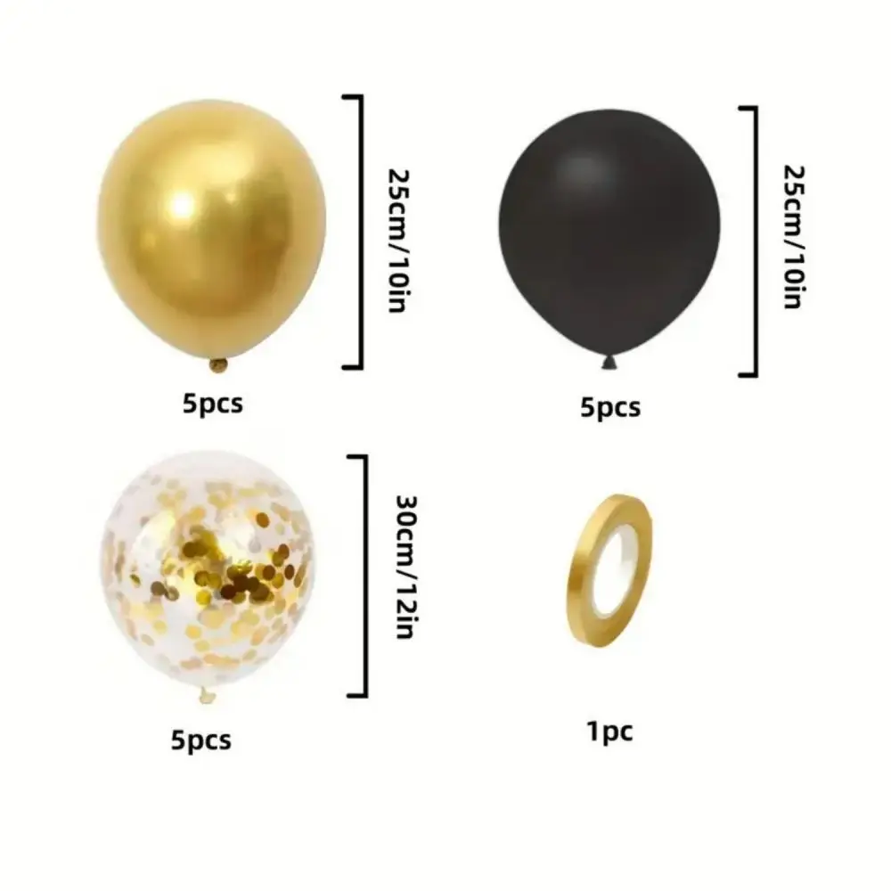 16-Piece Black and Gold Balloon Set Balloons
