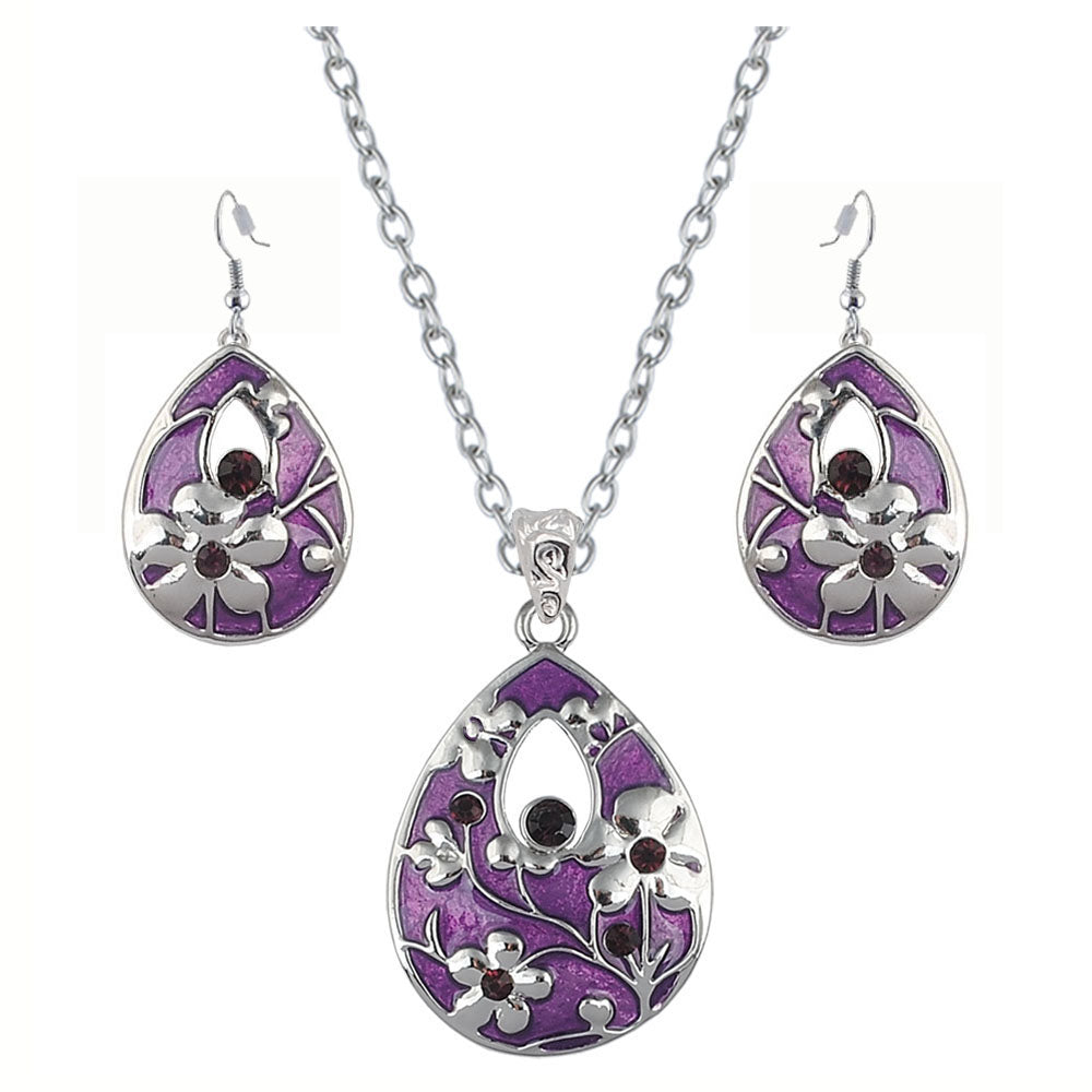 Purple Enamel Teardrop Jewellery Gift Set - Truly Yours