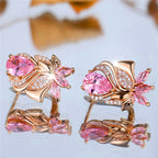 Luxury Rose-Shape Pink Zircon Earrings