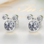Elegant Mickey Inspired 925 Sterling Silver Earrings with Round Cut Zirconia