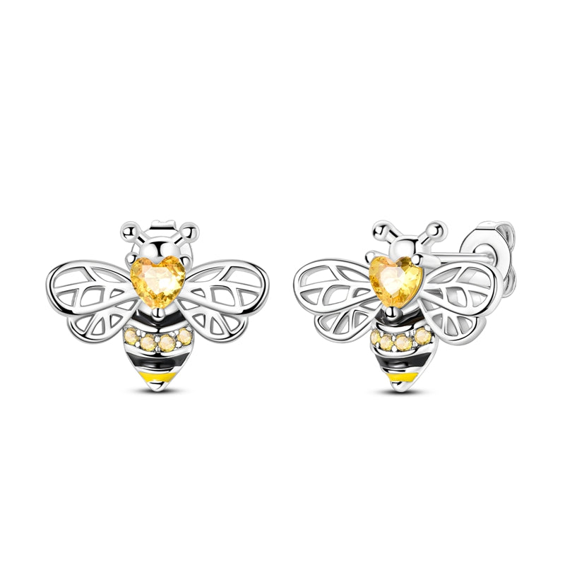925 Sterling Silver Honey Bee Stud Earrings
