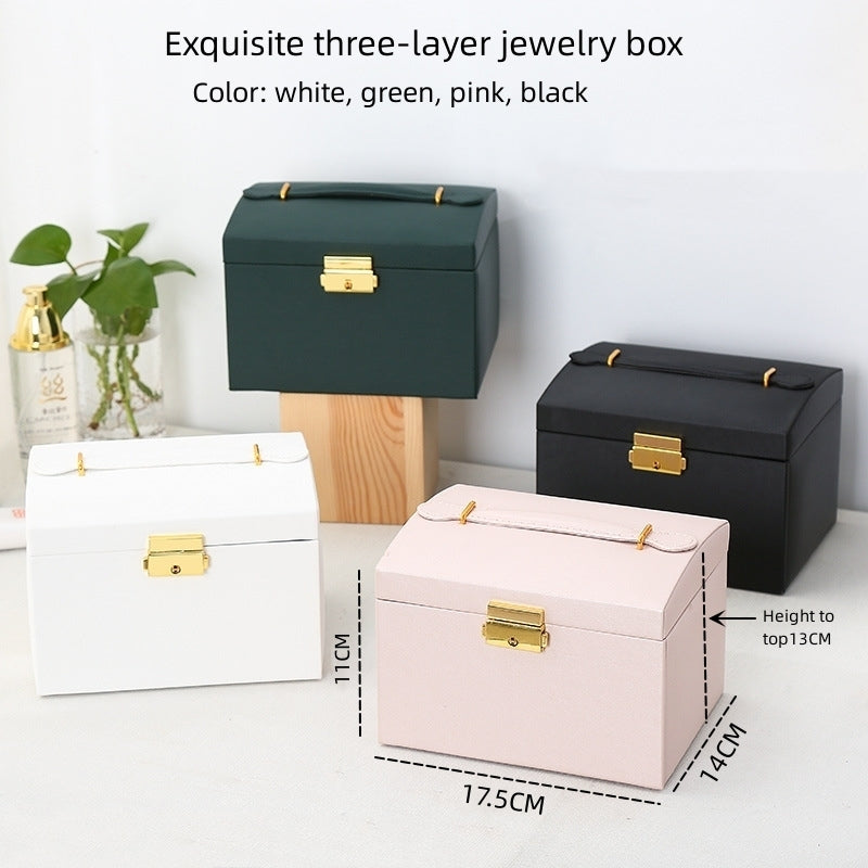 Multi-Layer Leather Jewellery Box with Lock - Various Colours - Truly Yours