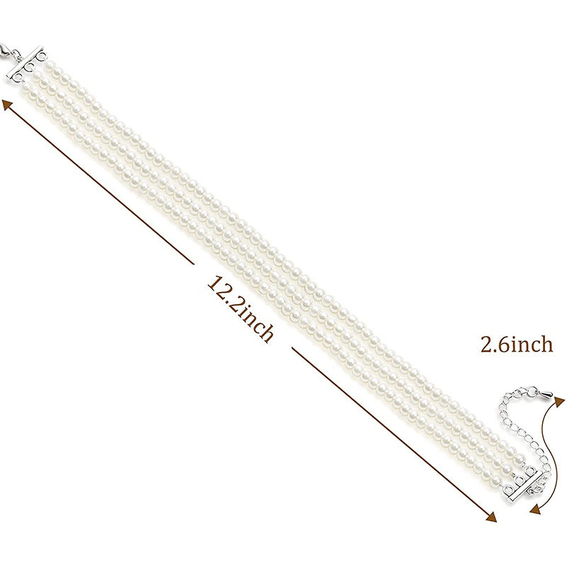 Bohemian Bridal Multi-Layer Imitation Pearl Choker - 3 Strand Wedding & Anniversary Jewellery