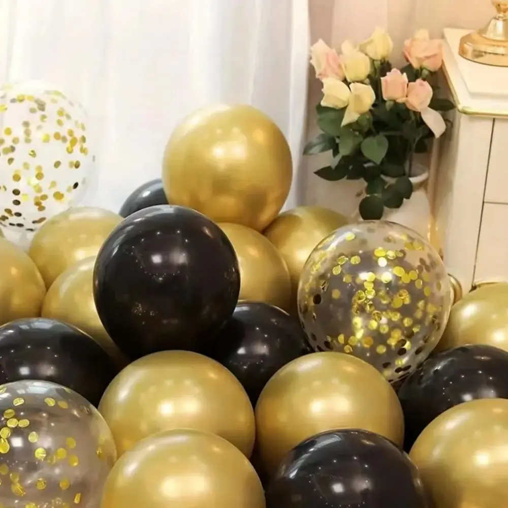 16-Piece Black and Gold Balloon Set Balloons