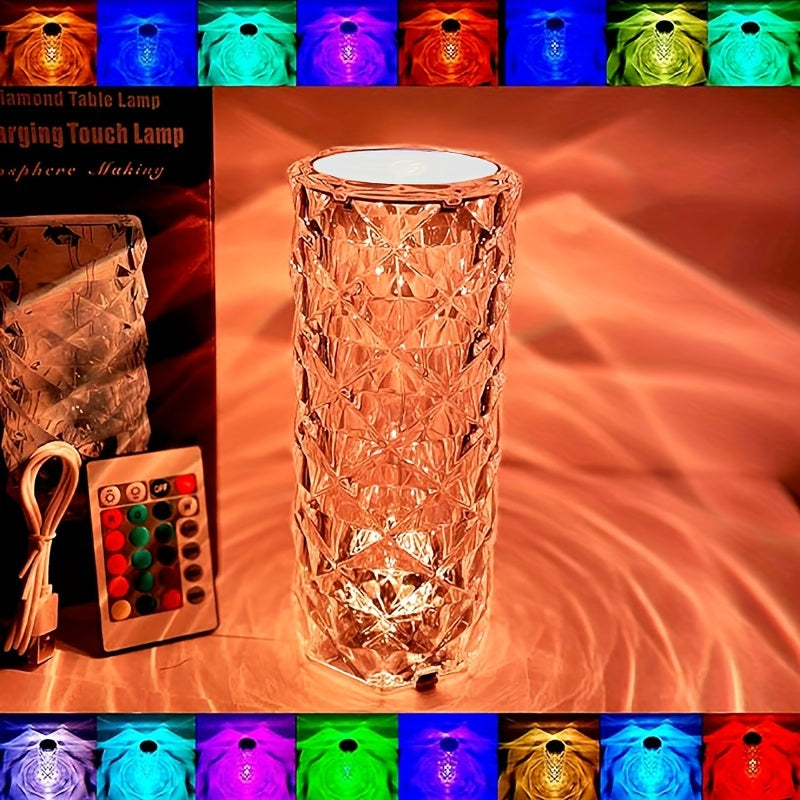 Luxury Crystal Diamond Touch Night Lamp – 16 Colour LED with Remote Led light