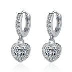 925 Sterling Silver Sparkling Zircon Heart Drop Earrings