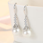 Elegant 925 Sterling Silver Pearl Drop Earrings