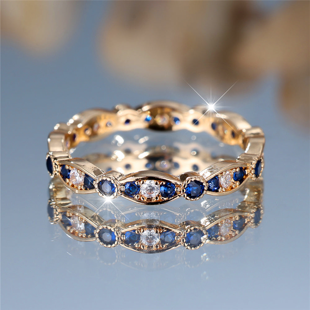 Vintage Gold Blue Zircon Crystal Ring - Truly Yours