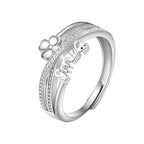 925 Sterling Silver Anxiety Rings- Fidget Spinner Bead Rings for Stress Relief, Adjustable Open Design - various designs