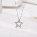 Elegant Silver-Tone Star Pendant Necklace with Sparkling Cubic Zirconia Pave Setting - Truly Yours