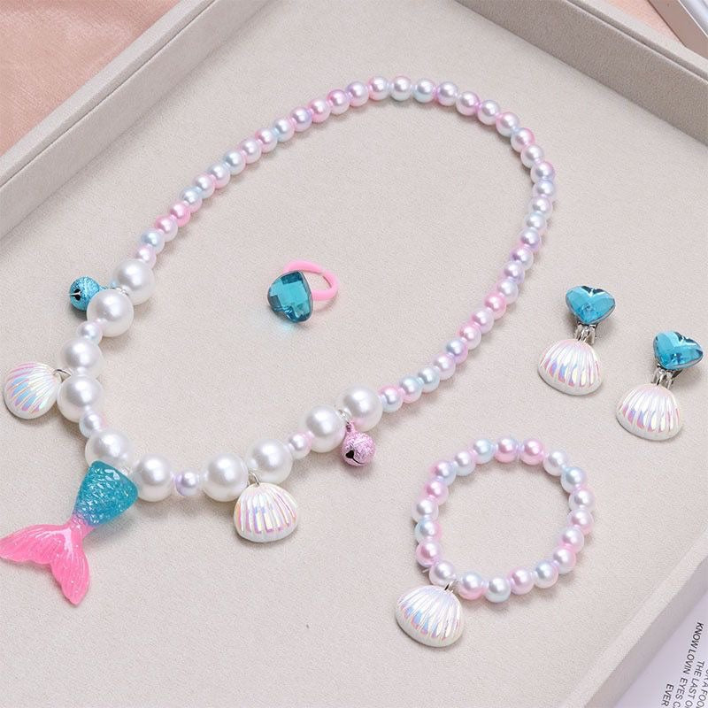 5 Piece Mermaid Princess Pearl Jewellery Set