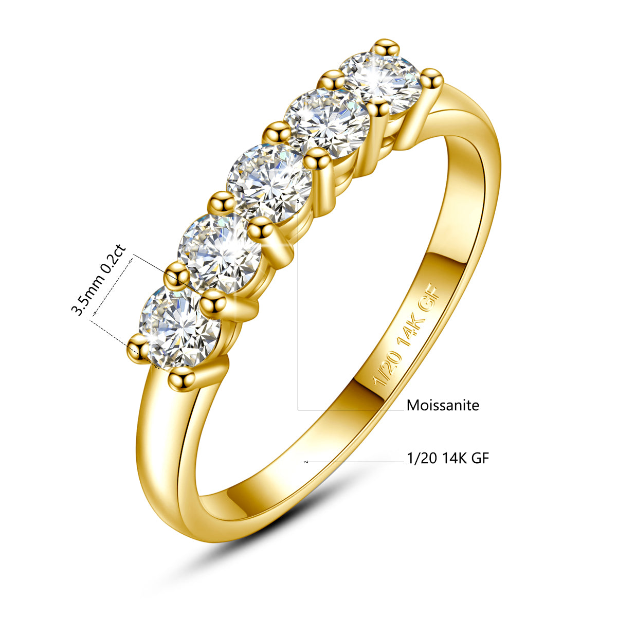 14K Gold Filled Pink or White Moissanite Stacking Ring - Truly Yours