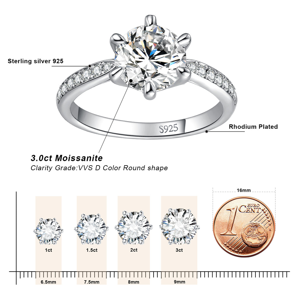 Moissanite Engagement Ring - 0.5ct Round Cut, S925 Sterling Silver - Truly Yours
