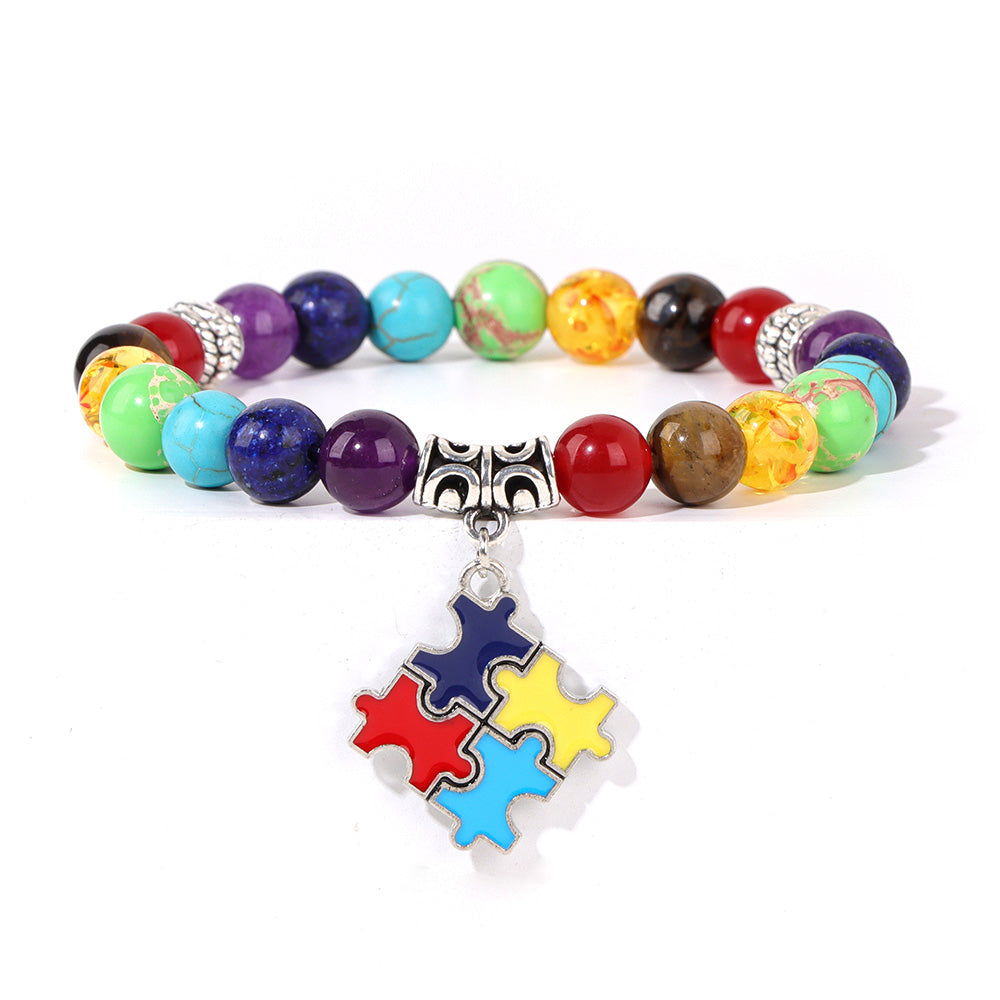 Chakra Energy & Autism Awareness Bracelet – Natural Stone for Balance & Soul