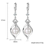 Elegant Pearl & Zircon Drop Earrings – 925 Sterling Silver