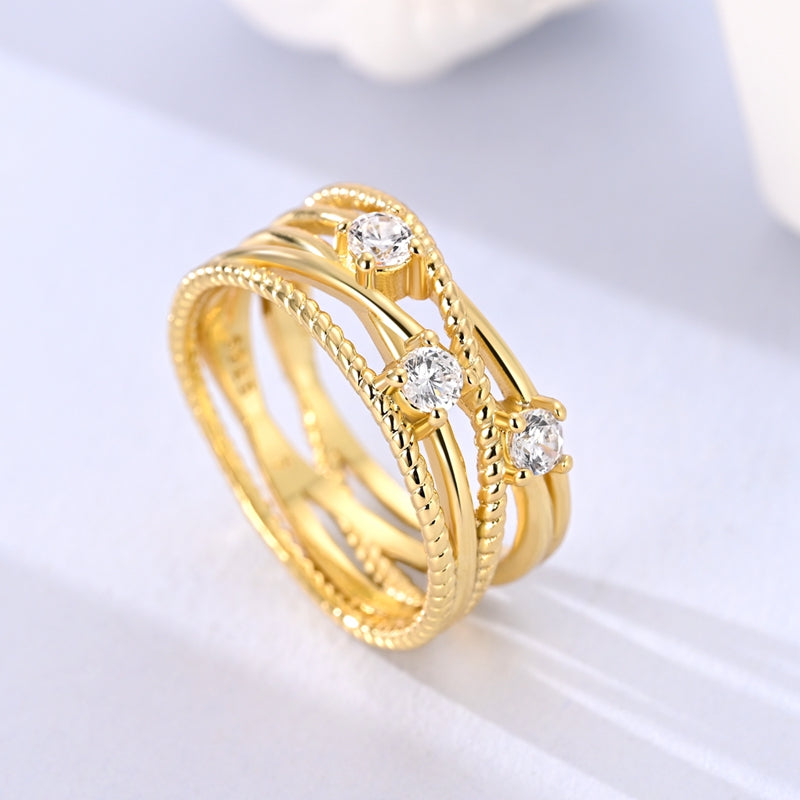 925 Sterling Silver Gold-Tone Rings - Various Designs