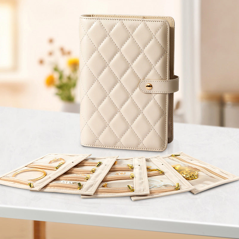 PU Leather Quilted Jewellery Book - Portable Organizer for Necklaces, Earrings & Rings (21.4cm x 14.5cm) - Truly Yours