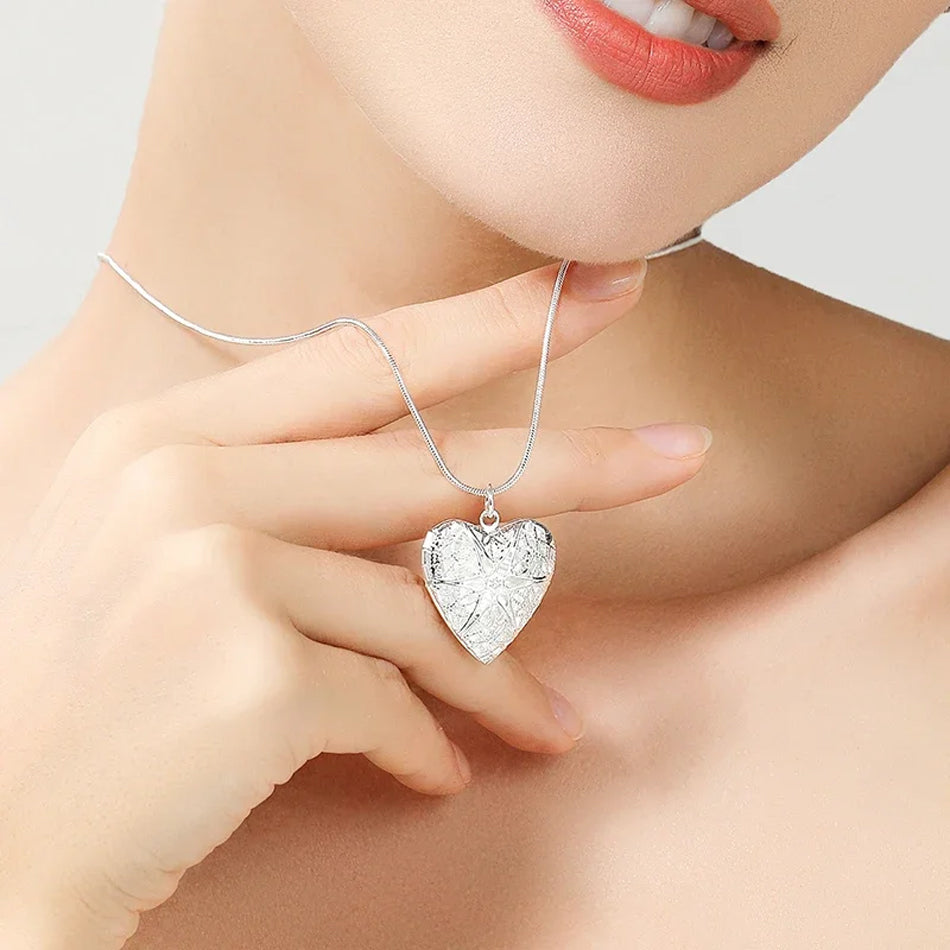 925 Sterling Silver Heart Locket Necklace - Truly Yours