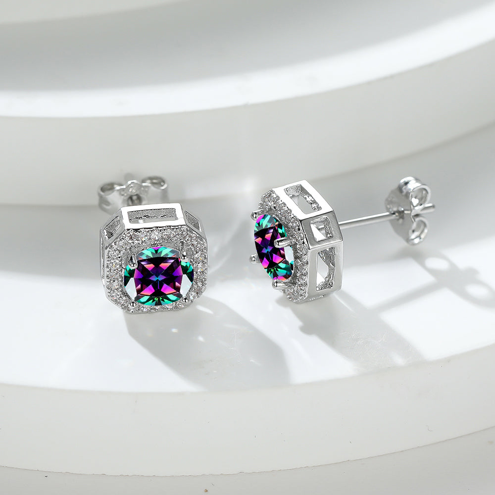 Geometric Zirconia Stud Earrings - Various Colours - Truly Yours