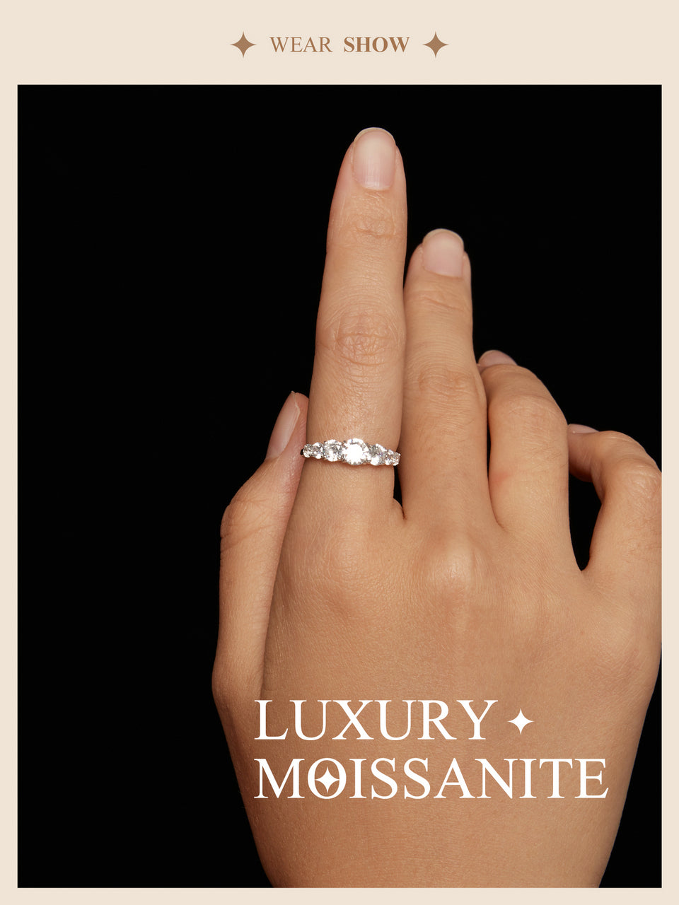 Bamoer Heart Setting Moissanite Ring