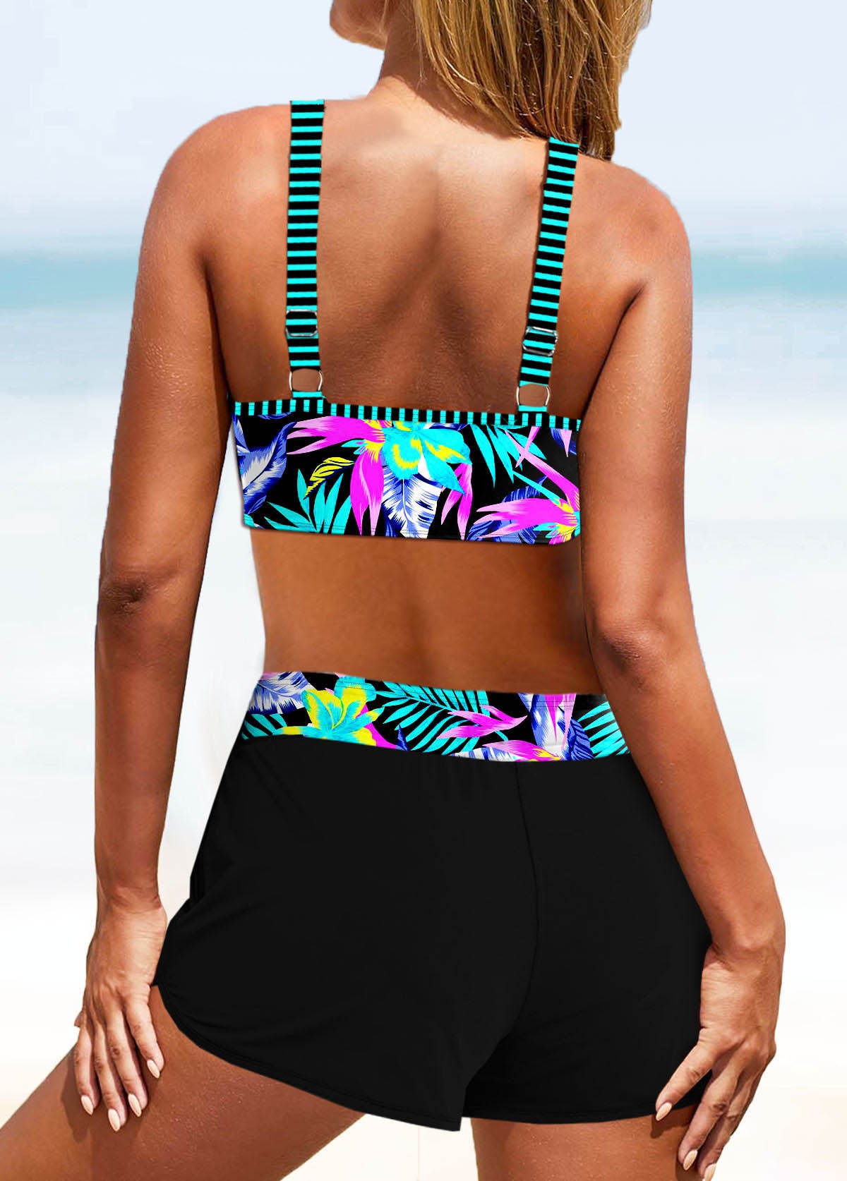 Tropical Paradise Two-Piece Tankini Set with Shorts - Truly Yours