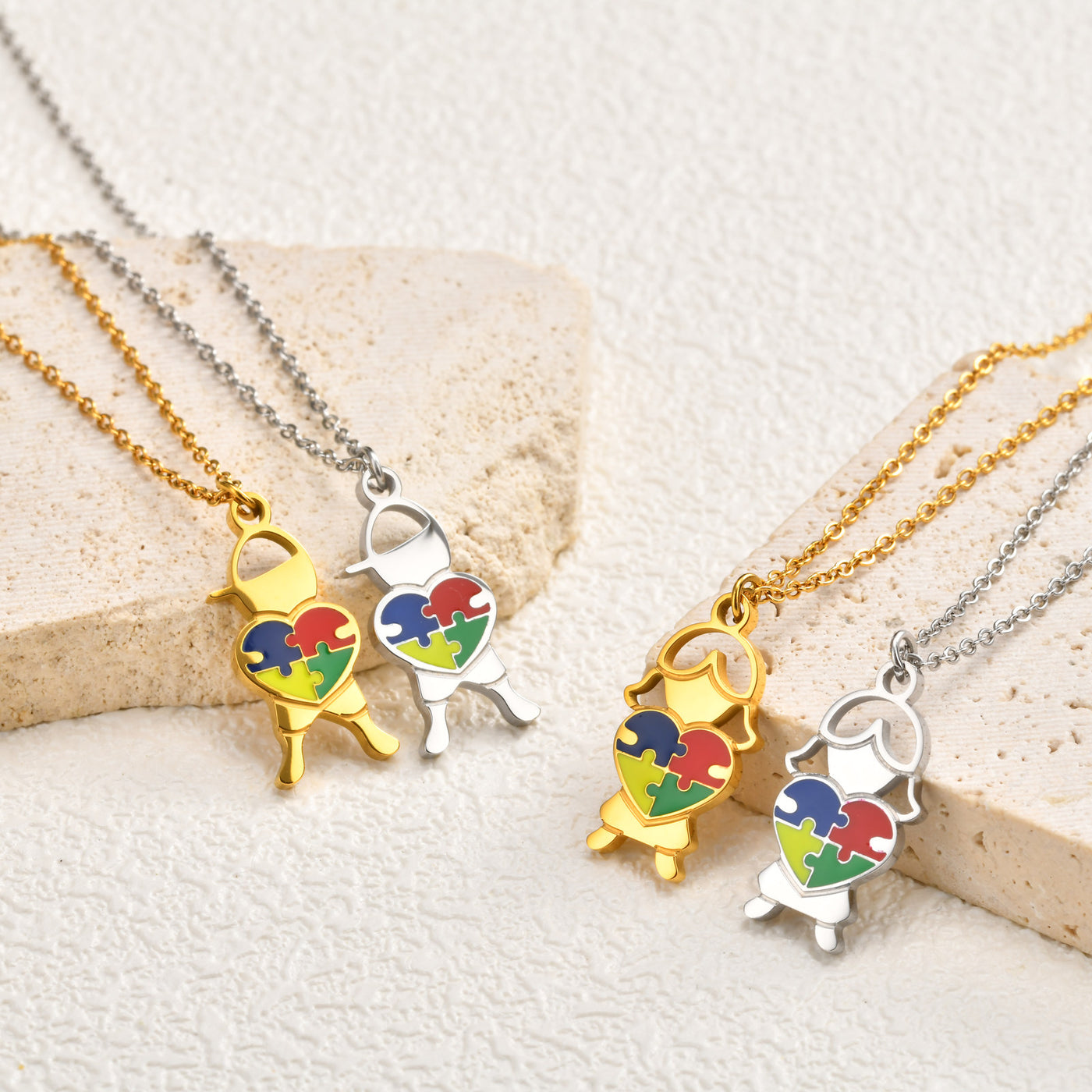 Autism Awareness Heart Pendant – Stainless Steel Necklace - Truly Yours