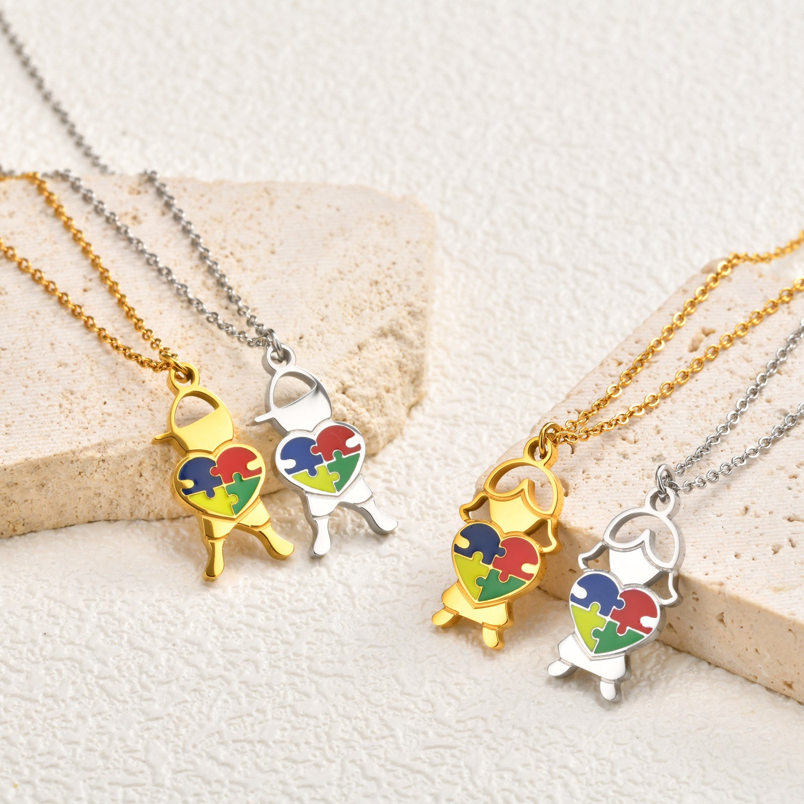 Autism Awareness Heart Pendant – Stainless Steel Necklace