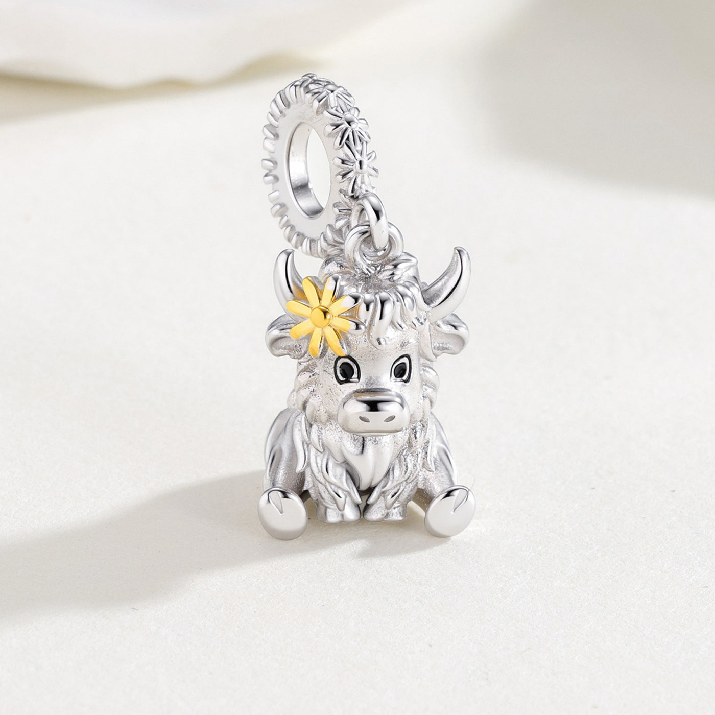 Adorable 925 Sterling Silver Highland Cow Dangle Charm - Truly Yours