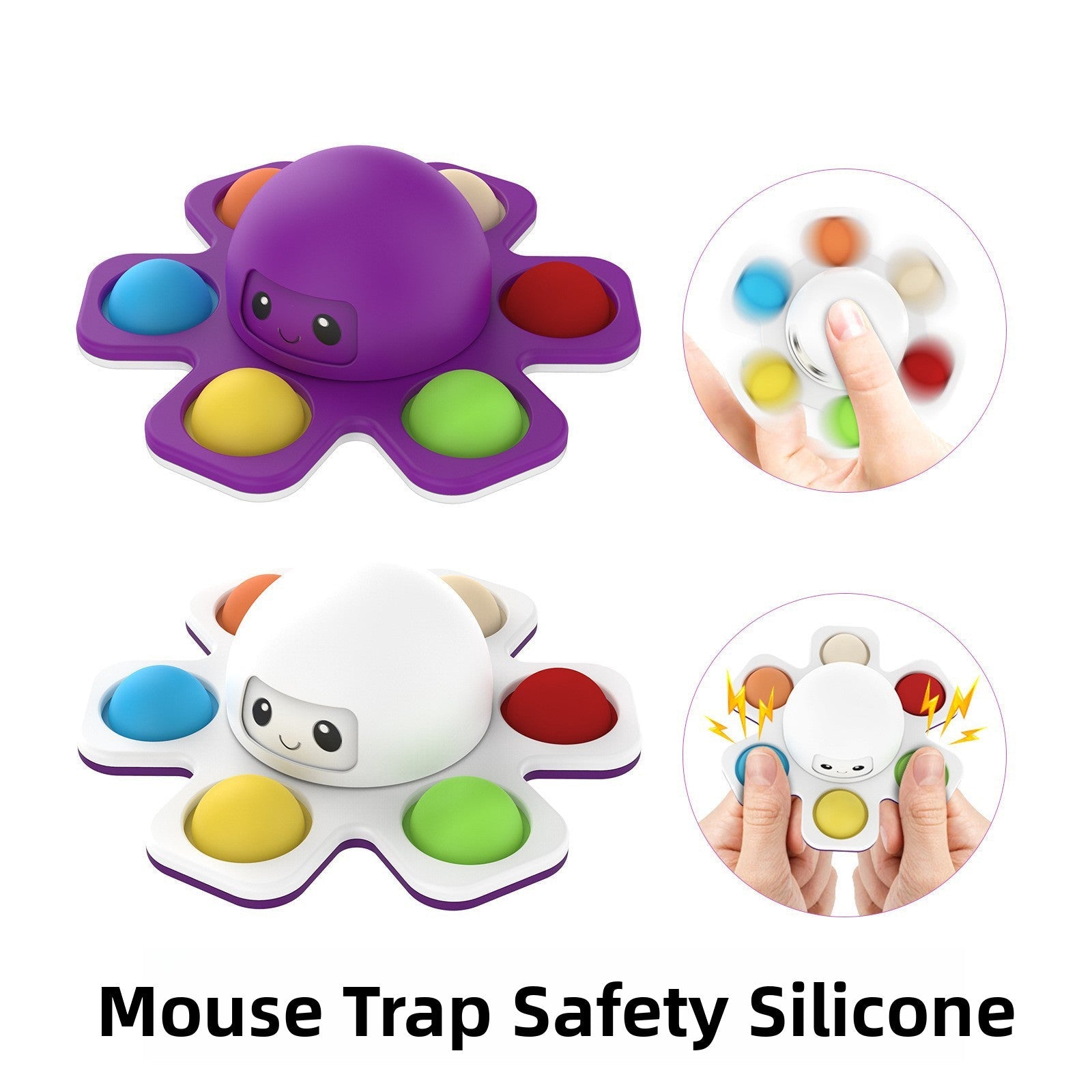 3-in-1 Octopus Fidget Spinner – Face-Changing Pop-It Sensory Toy for Stress Relief Sensory
