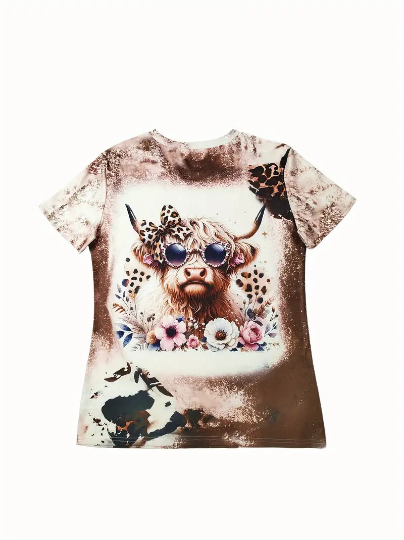 Plus Size Chic Highland Cow Graphic T-shirt