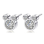 Elegant Mickey Inspired 925 Sterling Silver Earrings with Round Cut Zirconia