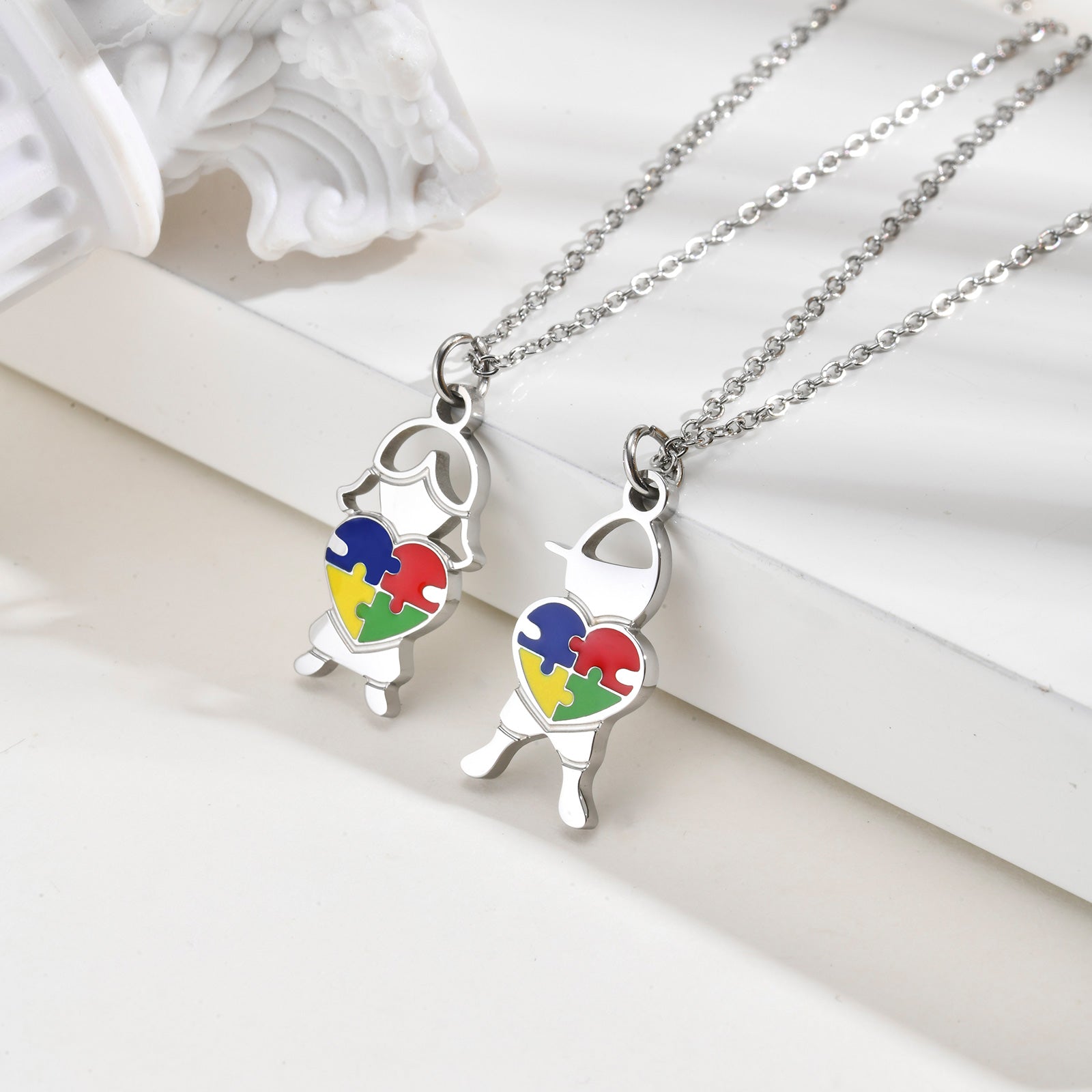 Autism Awareness Heart Pendant – Stainless Steel Necklace - Truly Yours