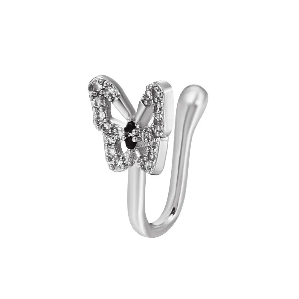 Sparkling Butterfly Fake Nose Ring - Stainless Steel Non-Piercing Body Jewellery - Truly Yours
