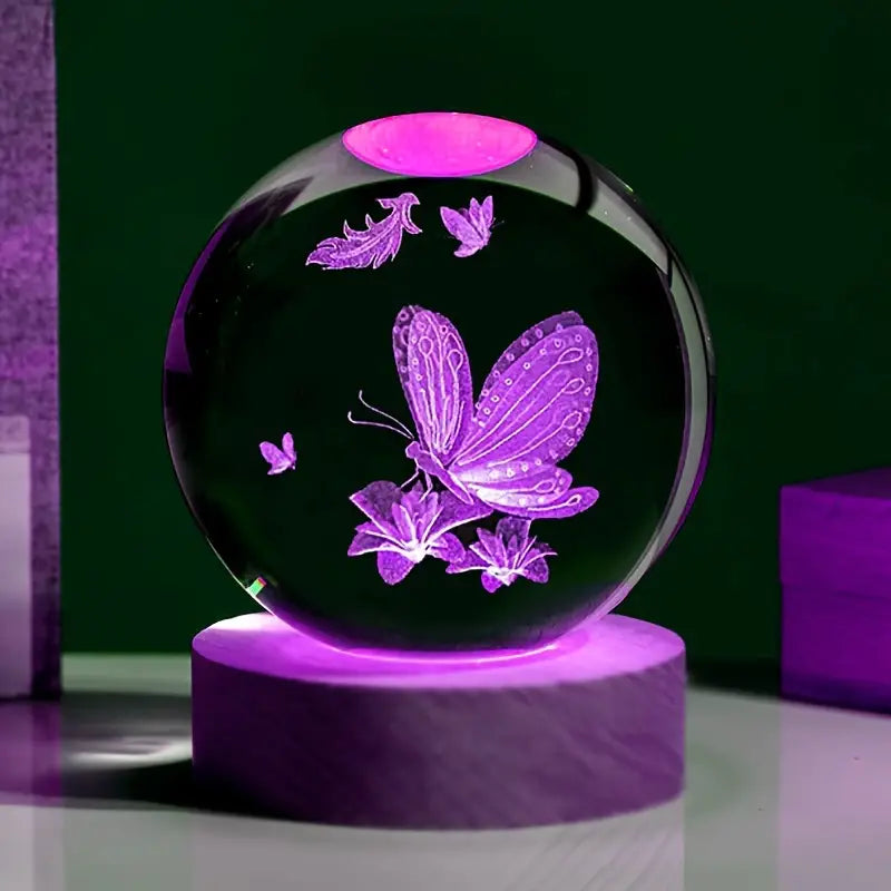 3D Butterfly LED Crystal Ball Night Light - Truly Yours