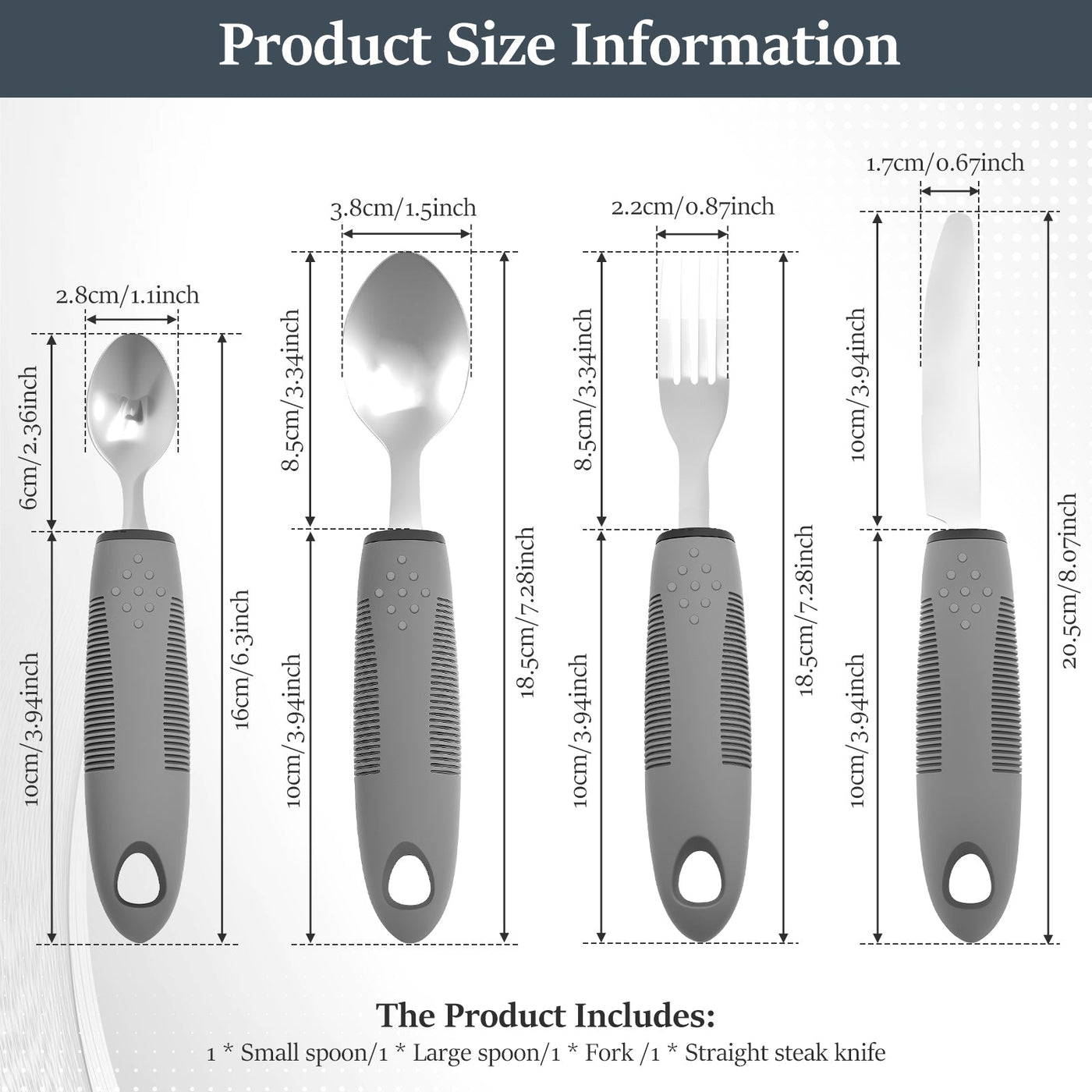 4-Piece Adaptive Utensils Set - Stainless Steel Bendable Cutlery with Weighted Easy-Grip Handles for Arthritis, Hand Tremors, and Parkinson’s Utensils