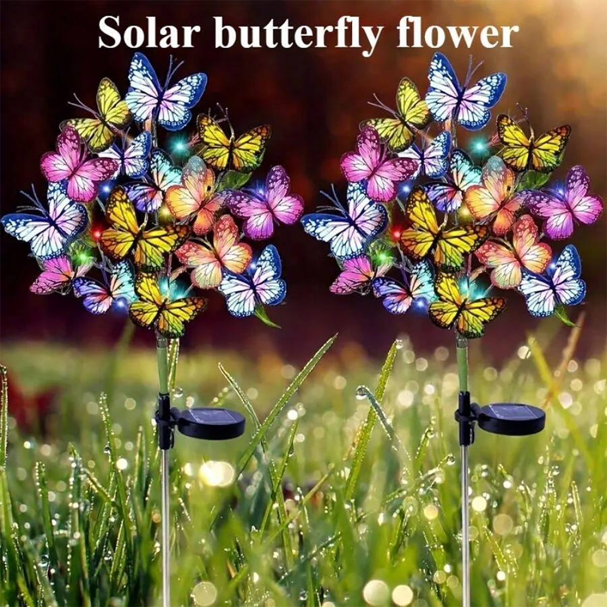 Solar Glow Butterfly Garden Flower Stakes – Colour Changing LED Outdoor Lights - Truly Yours