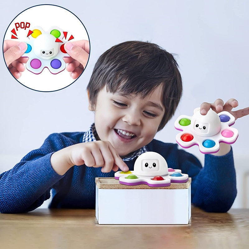3-in-1 Octopus Fidget Spinner – Face-Changing Pop-It Sensory Toy for Stress Relief Sensory