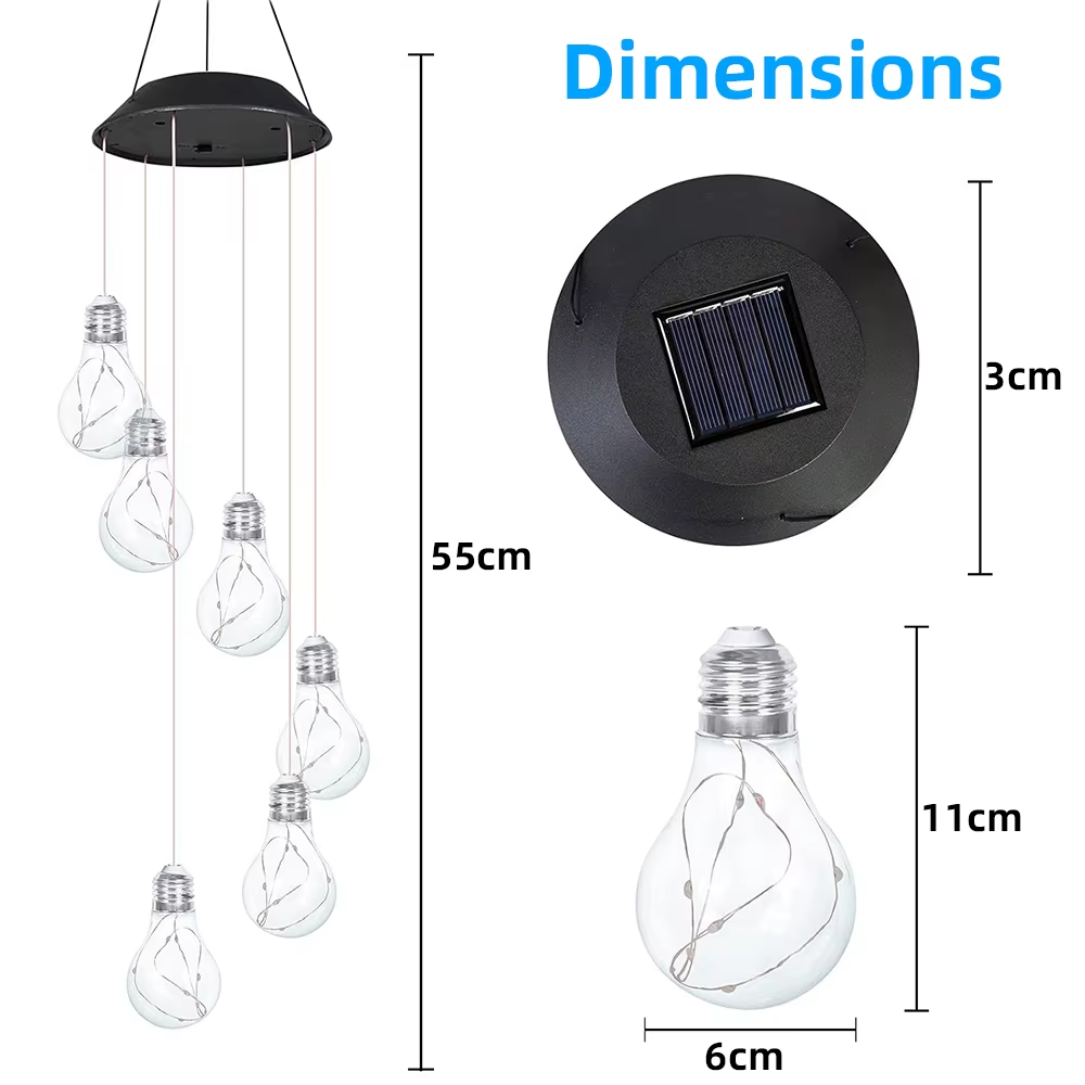Solar Powered LED Bulb Wind Chime Light - Truly Yours