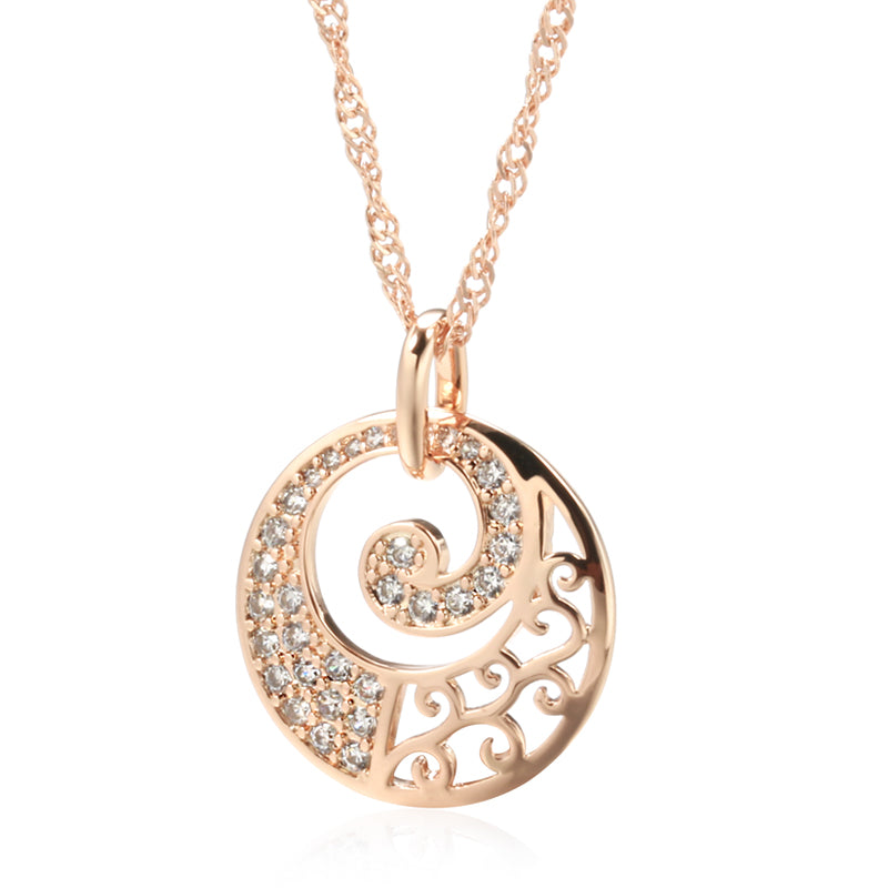 585 Rose Gold Spiral Pendant Necklace with Natural Zircon - Truly Yours