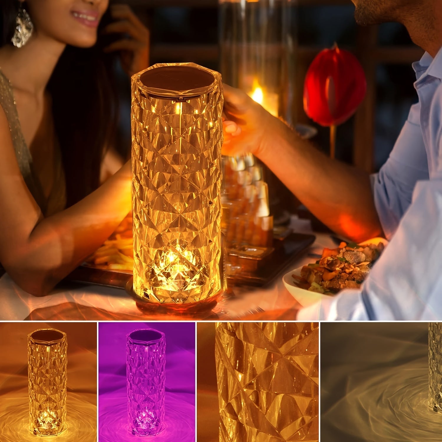 Luxury Crystal Diamond Touch Night Lamp – 16 Colour LED with Remote Led light