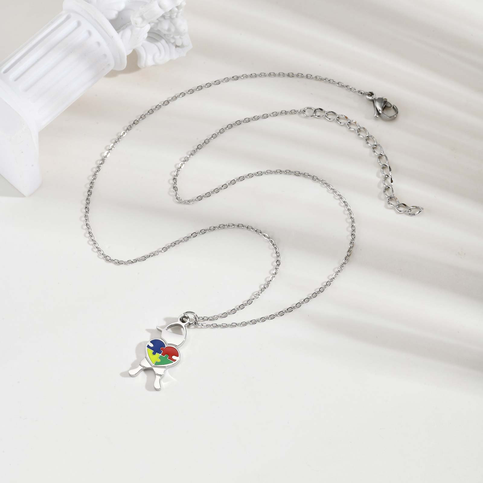 Autism Awareness Heart Pendant – Stainless Steel Necklace - Truly Yours