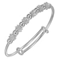 925 Sterling Silver Adjustable Bangle with Lucky Flower Spacers and High-Polish Beads - Truly Yours