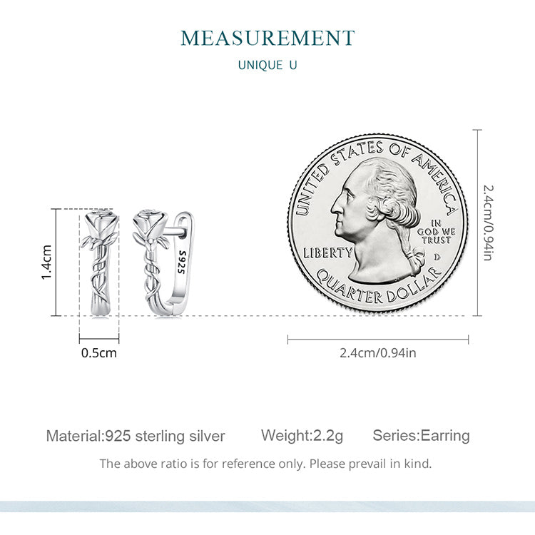 925 Sterling Silver Rose Design Hoop Earrings - Truly Yours