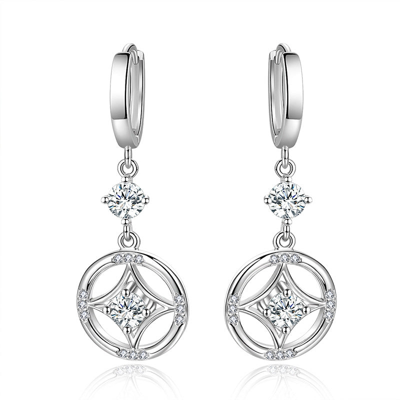 925 Sterling Silver Crystal Circle Drop Earrings - Truly Yours