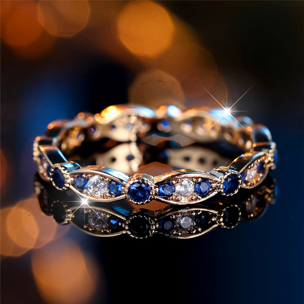 Vintage Gold Blue Zircon Crystal Ring - Truly Yours
