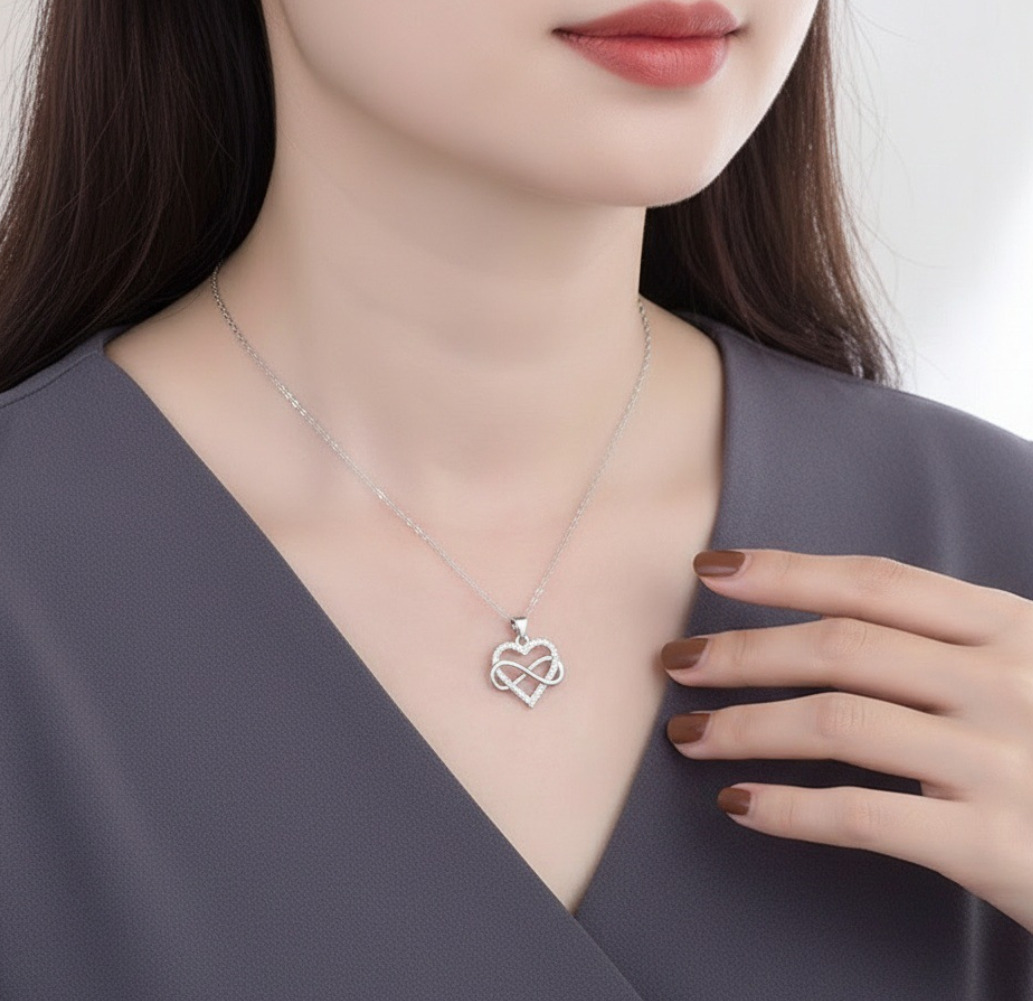 925 Sterling Silver Heart of Forever Pendant with A5 Zirconia - Truly Yours