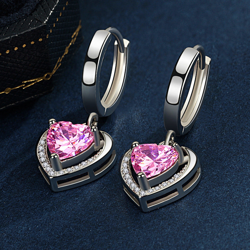 925 Sterling Silver Heart Huggie Earrings - 3 Colours