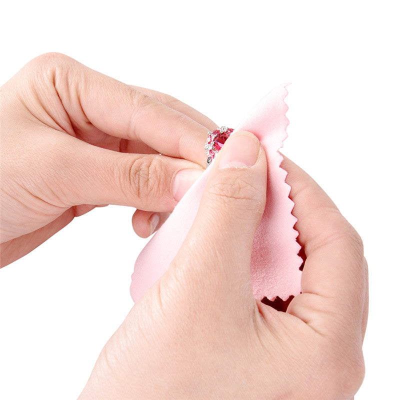 50 PCS Pink Jewellery Polishing Cloths - Anti-Tarnish Cleaner for Silver & Precious Metals