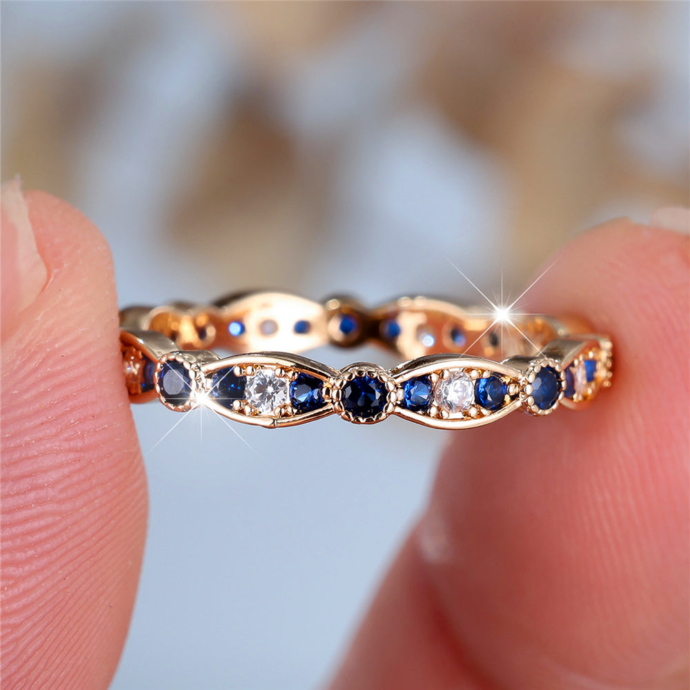 Vintage Gold Blue Zircon Crystal Ring - Truly Yours