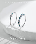 925 Sterling Silver Mint Green Stackable Eternity Rings Zircon Stones 2 Designs